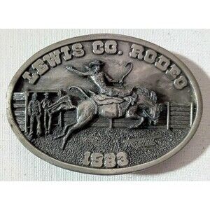 1983 Lewis Co Washington Rodeo Fred Oldfield Design Ltd Ed Belt Buckle 94/1000